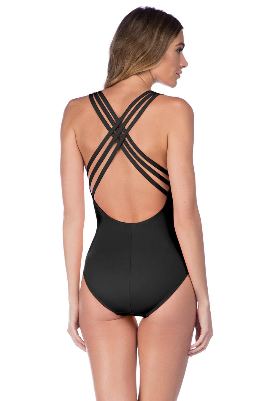 La Blanca Black Multi Strap Criss Cross Back One Piece - Key West Swimwear