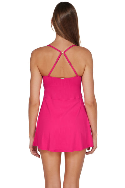 Sunsets Begonia Sandbar Rib Naomi Swim Dress One Piece