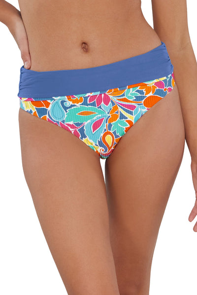 Sunsets Festive Floral Sandbar Rib Capri High Waist Bottom