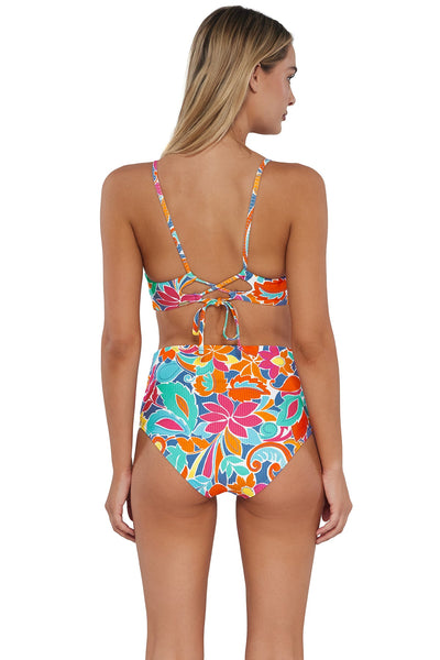 Sunsets Festive Floral Sandbar Rib Capri High Waist Bottom