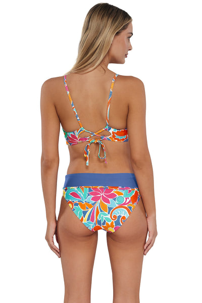 Sunsets Festive Floral Sandbar Rib Capri High Waist Bottom