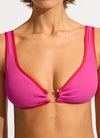 Seafolly Beach Bound Hot Pink Ring Front Top
