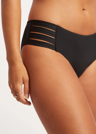 Seafolly Collective Black Multi Strap Hipster Bottom