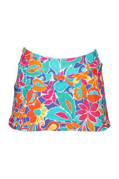 Sunsets Festive Floral Sandbar Rib Sporty Swim Skirt