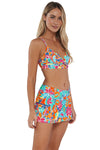 Sunsets Festive Floral Sandbar Rib Sporty Swim Skirt