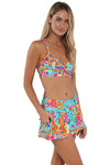 Sunsets Festive Floral Sandbar Rib Sporty Swim Skirt