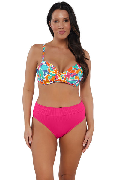 Sunsets Festive Floral Sandbar Rib Crossroads Underwire Top