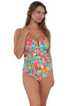 Sunsets Festive Floral Sandbar Rib Zuri V-Wire Tankini Top