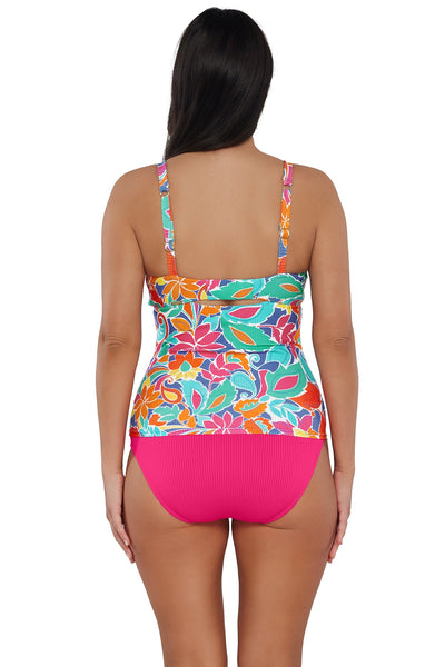 Sunsets Festive Floral Sandbar Rib Zuri V-Wire Tankini Top