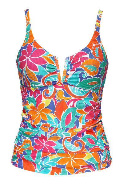 Sunsets Festive Floral Sandbar Rib Zuri V-Wire Tankini Top