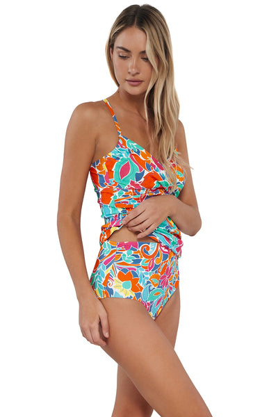 Sunsets Festive Floral Sandbar Rib Simone Tankini Top