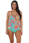 Sunsets Escape Festive Floral Sandbar Rib Emerson Tankini Top