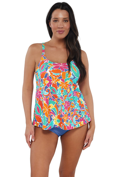 Sunsets Escape Festive Floral Sandbar Rib Jenna Tankini Top