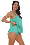 Sunsets Escape Aqua Mist Sandbar Rib Sadie Tankini Top