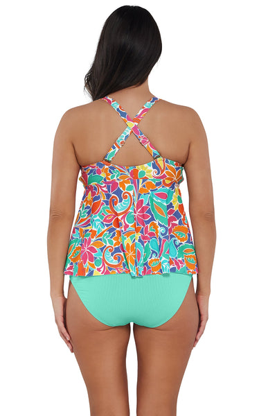 Sunsets Escape Festive Floral Sandbar Rib Marin Tankini Top