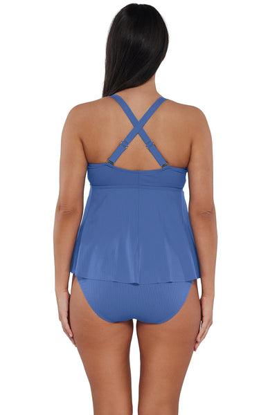 Sunsets Escape Harbor Blue Sandbar Rib Marin Tankini Top