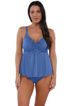 Sunsets Escape Harbor Blue Sandbar Rib Marin Tankini Top