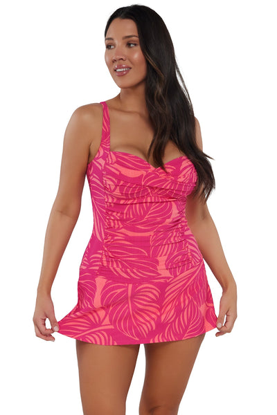 Sunsets Escape Blushing Palms Sandbar Rib Sienna Swim Dress