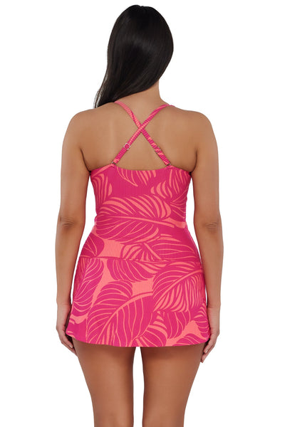 Sunsets Escape Blushing Palms Sandbar Rib Sienna Swim Dress