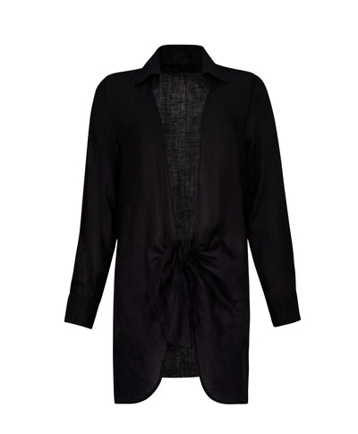 PQ Swim Black Linen Millie Tie Cover Up