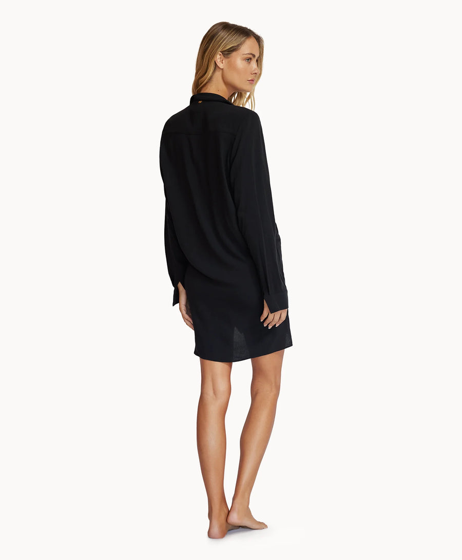 PQ Swim Black Linen Millie Tie Cover Up