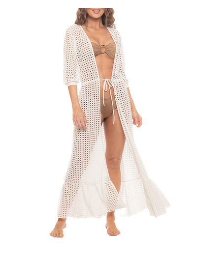 Guria Off White Lattice Duster Cover Up