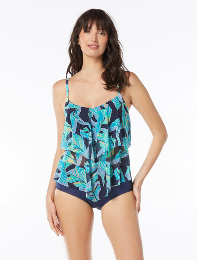 Beach House Seaglass Palm Portia Mesh Layer Tankini Top