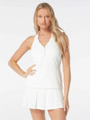 Beach House Pique White Nina Ruffle Trim Tankini Top