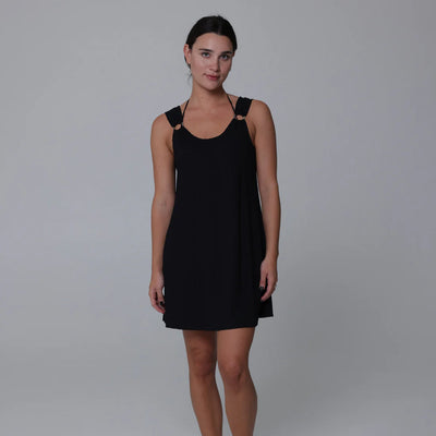 J. Valdi Kira Slub Black Ring Tank Dress