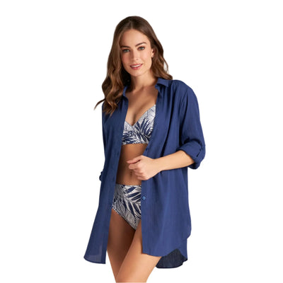 Jantzen Marie Pantheon Blue High-Low Shirt Cover Up