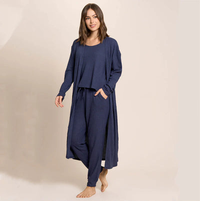 Jantzen Lounge Duster, Tank, Pant 3-Piece Set Navy