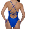 Luli Fama Cosita Buena Electric Blue Square Neck Laced Up One Piece