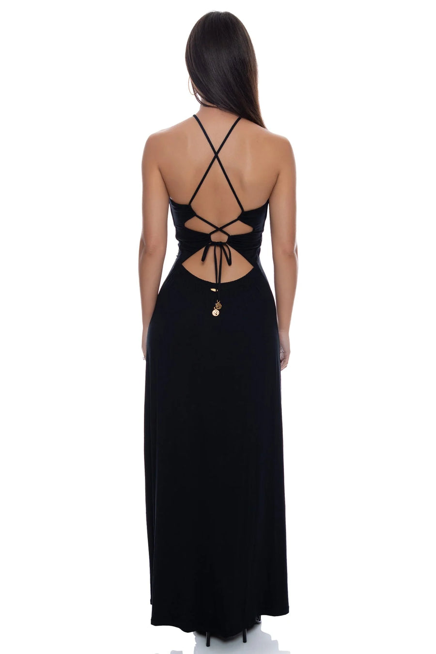 Luli Fama Inner Circle Halter Ring Long Dress