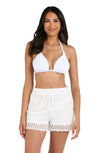 La Blanca Waverly Covers Ivory Crochet Beach Shorts