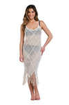 La Blanca Crochet The Day V-Neck Mid Calf Dress