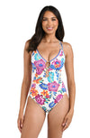 La Blanca Flor De Paradiso Underwire Lace Up One Piece