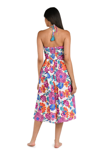 La Blanca Flor De Paradiso Halter Midi Dress Cover Up