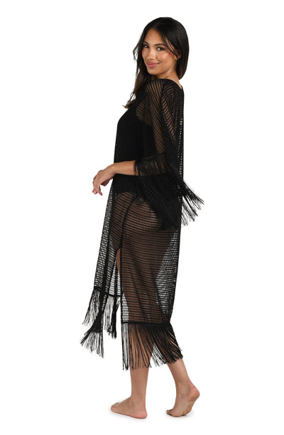 La Blanca Fringed Out Black Caftan