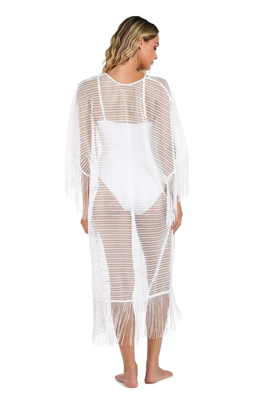 La Blanca Fringed Out White Caftan