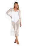 La Blanca Fringed Out White Caftan