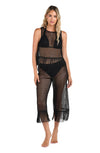 La Blanca Fringed Out Black Cropped Pant