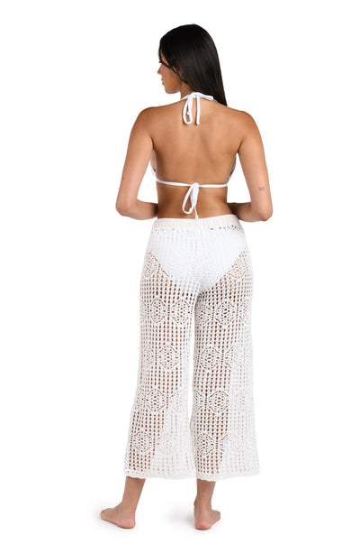 La Blanca Waverly Covers Ivory Crochet Cropped Pant