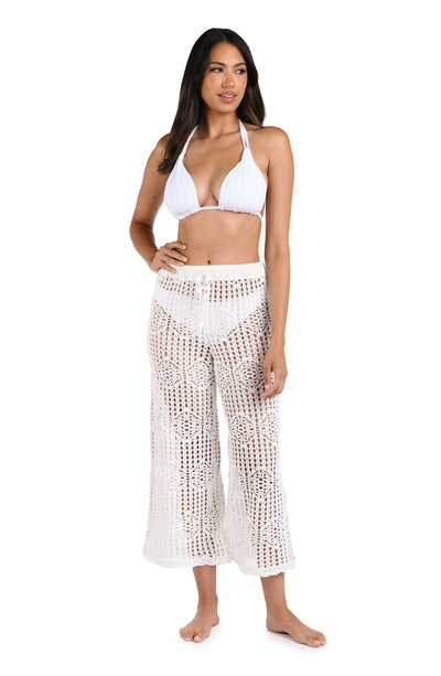 La Blanca Waverly Covers Ivory Crochet Cropped Pant