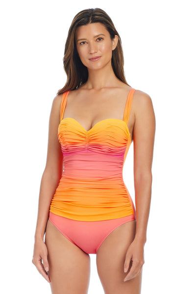 Bleu Rod Beattie Beat The Heat Shirred Bandeau One Piece