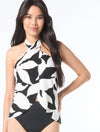 Vince Camuto Midnight Shadow Cross Over Tankini Top