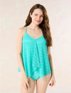 Beach House Sunburst Crochet Aqua Kerry Mesh Layer Tankini Top