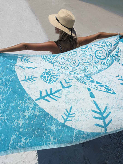 Sun Drunk Turkish Towel Sea Turtle - Turquoise