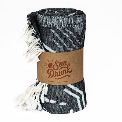 Sun Drunk Turkish Towel Shark - Black