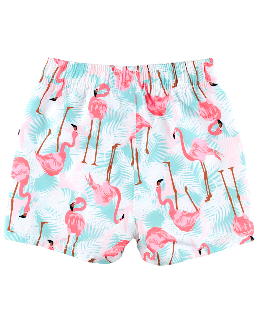 Ruffle Butts Flamingo Swim Trunks