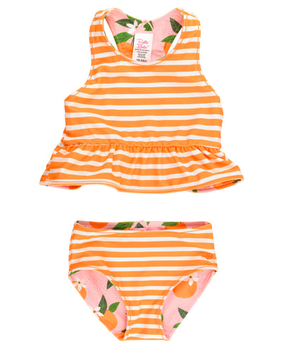 Ruffle Butts Orange You The Sweet Reversible Peplum Tankini Set